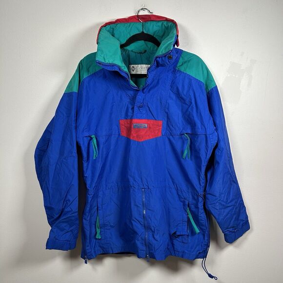 VTG Columbia Ski Jacket Sportswear Pullover Men's Size Medium Rad Blue Anorak - Picture 1 of 7